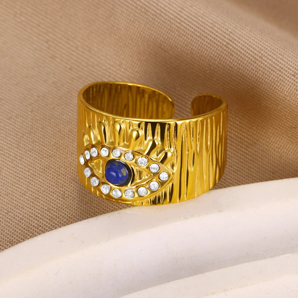 Blue Evil Eye Stainless Steel Women Ring Wedding Accessories