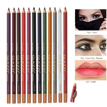 12 Colors Lipliner Pencil Set Lip Liner Velvet Matte Lipstick Pen Eye Makeup Eye Shadow Pen Long Lasting Eyebrow Pencil Comestic 32