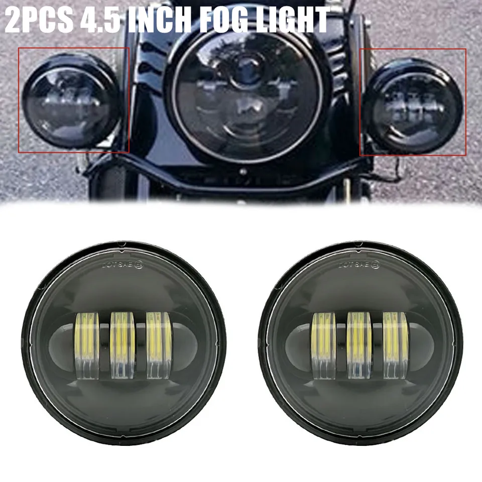 Phare Led De 7 Pouces + Phares Antibrouillard De 4.5 Pouces + Support De Montage Pour Harley Touring Electra Glide Softail Fatboy Road King