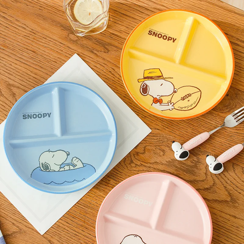 

Столовая посуда Snoopy с мультяшным рисунком, керамический поднос с 3 ячейками, милый детский Снупи, столовая посуда, диск в подарок, детская дополнительная тарелка для еды, оптовая продажа
