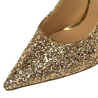 Women Luxury Bling Red  Blue Valentine Party Scarpins Pumps Lady Glitter Sequins 7cm 9.5cm High Heels Designer Shoes Plus Size - Image 4