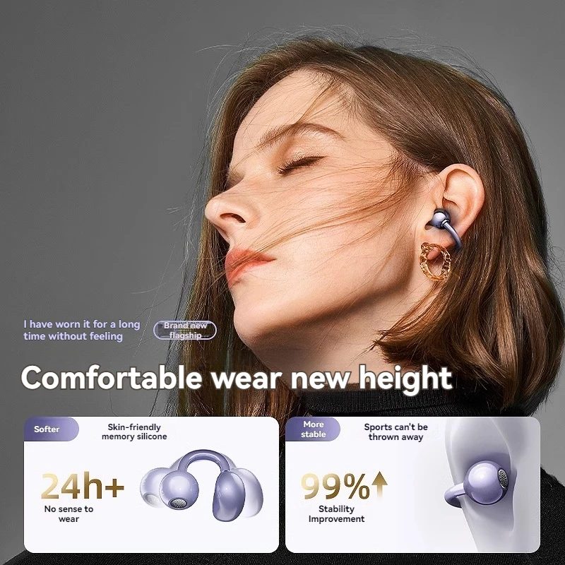 Cooler Kt01 Bluetooth Headset Ear Clip Type Open Sports Air Bone Conduction Non-In-Ear