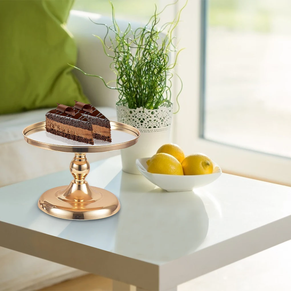Cake Stand Metal Round Cupcake Holder Decoration Dessert Fruit Display Rack for Party, M, Silver