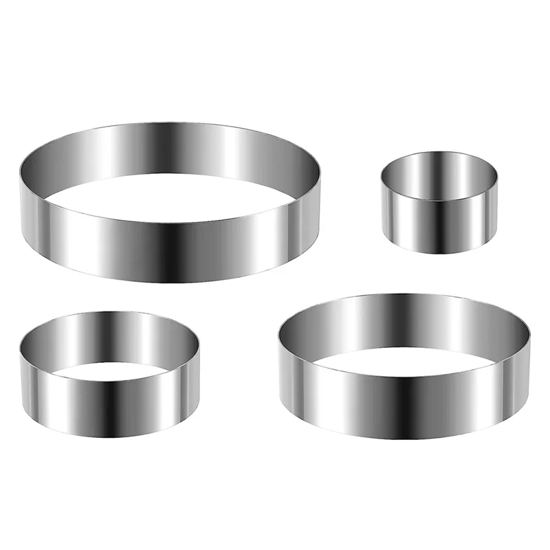 

Round Cake Ring Set 4/6/8/10 Inch Biscuit Cutter Circle Cookie Cutters Cake Mold Stainless Steel Pastry Ring for Baking