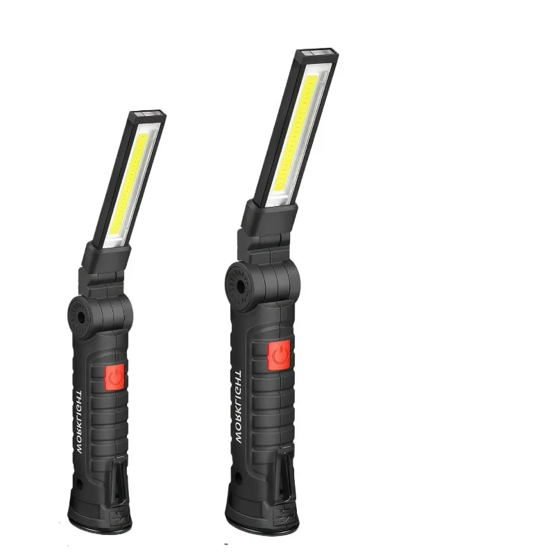 Portable COB LED Work Light - USB Rechargeable Magnetic Flashlight with Hanging Hook, 360° Adjustable Camping & Emergency Torch