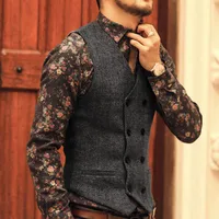 Men's Suits Vest  New Arrival Slim Fit Double Breasted Wool Men's Business Formal Waistcoat t Groomsemen For Wedding 1