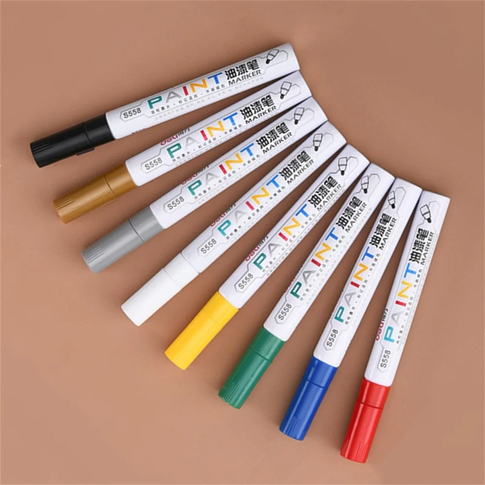 Deli 8pcs Set Colored Oily Marker Pen Waterproof Permanent Paint Rock Car Tires Metal Signature Mark Glass CD Artist Paintbrush metal car tires pressure gauge auto air pressure meter tester for car motorcycle dropship