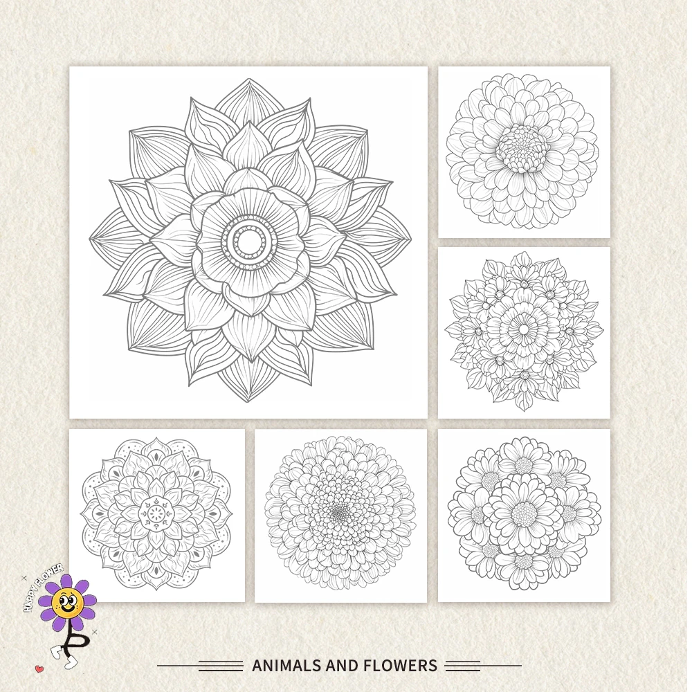 1pc, Floral Colouring Book - Teen Colouring Book - 30 Sheets, 8.3x 8.3 inches, Adult Stress Relief, Birthday, Holiday Party Gift 5