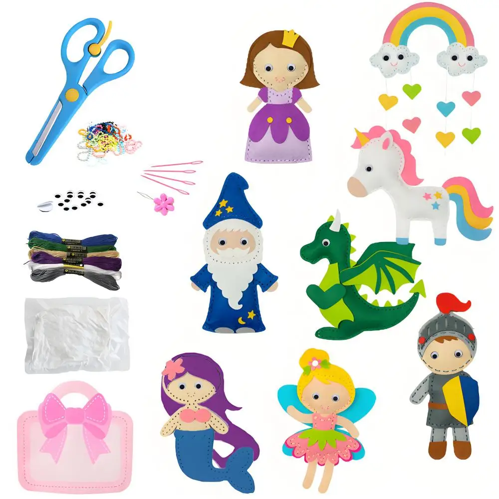 Sewing Craft Kit Beginners Princess Sewing Kit Kids 8 Piece Felt Craft Set Fun and Educational Craft Set Boys and Girls Gift
