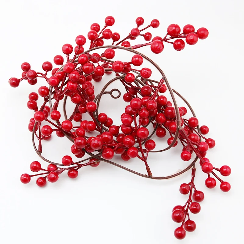 (1 Pcs/pack) Red Small Berry Pendant Christmas Tree Decoration 1.9m Long Wedding Decorations Holiday DIY Gift Pendants