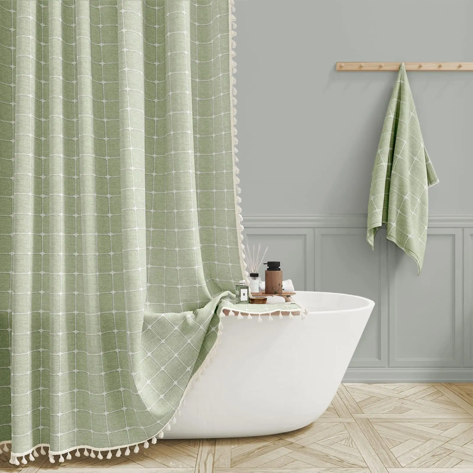 Boho Chic Striped Shower Curtain White Hooks Waterproof Machine Washable Polyester Bathroom/Decor Shower Curtain 1 Set