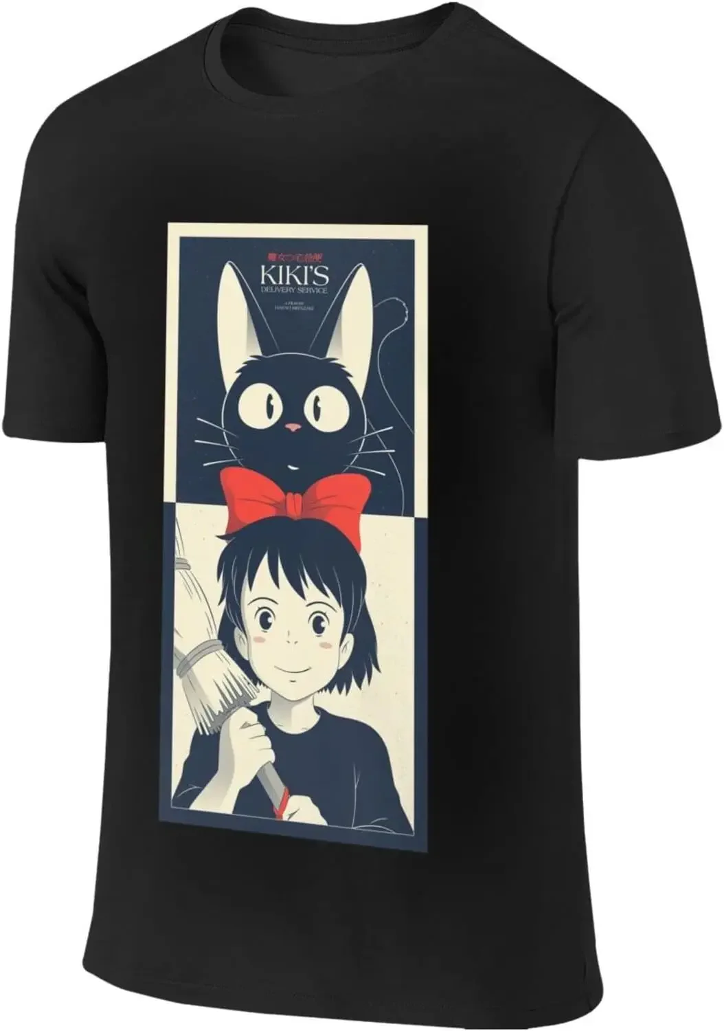 

T-Shirt for Men's,Cute for Kiki cat Delivery Service Short Sleeve T Shirts Sports Guys Round Neck Tees Clothes Black