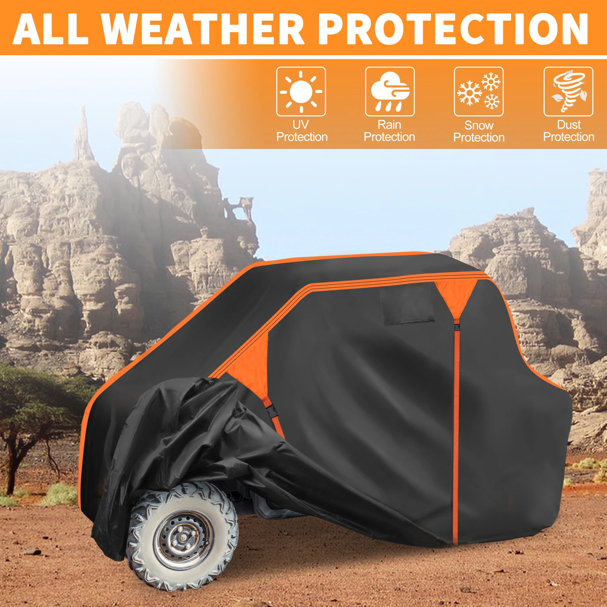 UXCELL Wasserdichte UTV-Abdeckung Side-by-Side-Abdeckung für Can-am COMMANDER XT Schwarz 210D PU – Detail 6