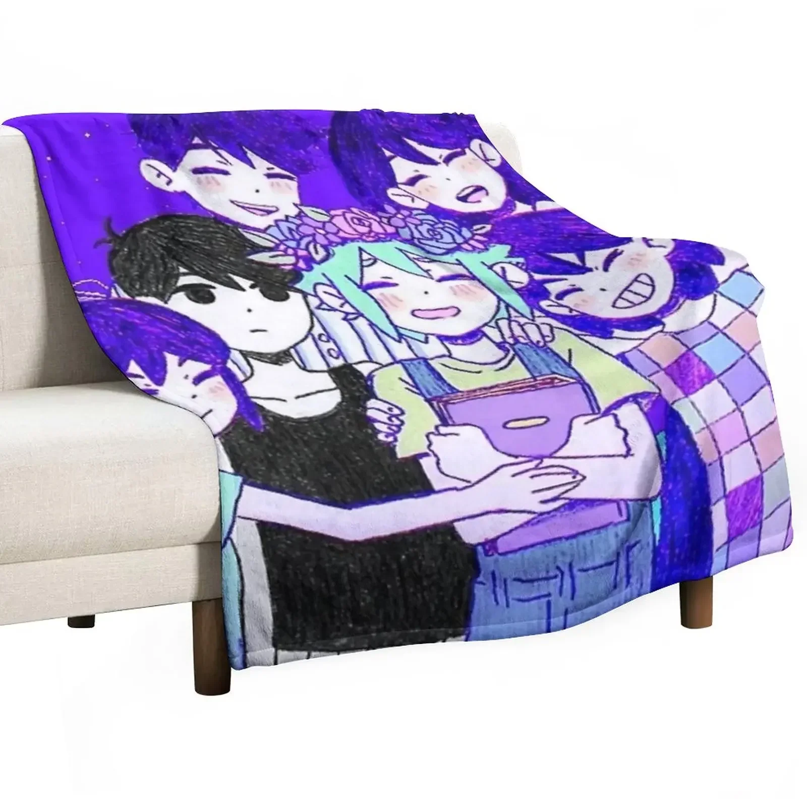

Omori Character II Throw Blanket Decorative Sofas Beach Blankets
