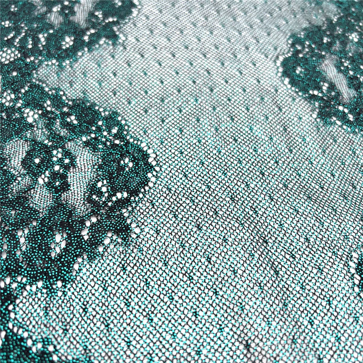 3y/lot Width 23cm Dark Green Shimmer Elastic Stretch Lace Trims 5