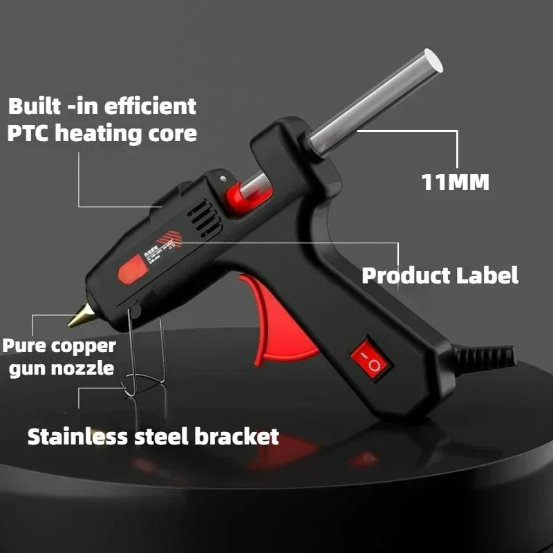 100W Heavy Duty Hot Glue Gun, Copper Nozzle, 11mm Sticks, Fast Heat, Ideal for DIY & Electronics Repair, Silicone Gun EU Plug