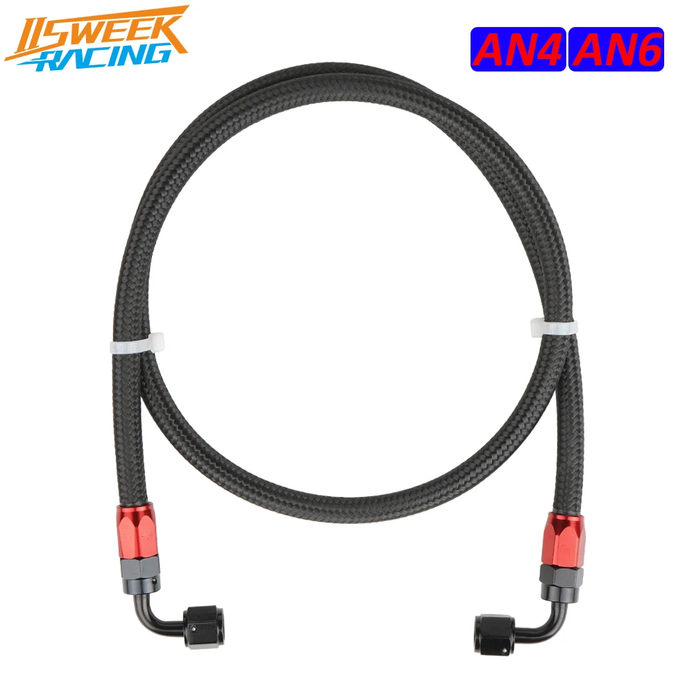 Universal An4/6 Fuel Line Hose Kit 1m/3ft Nylon Steel Braided Fuel Line