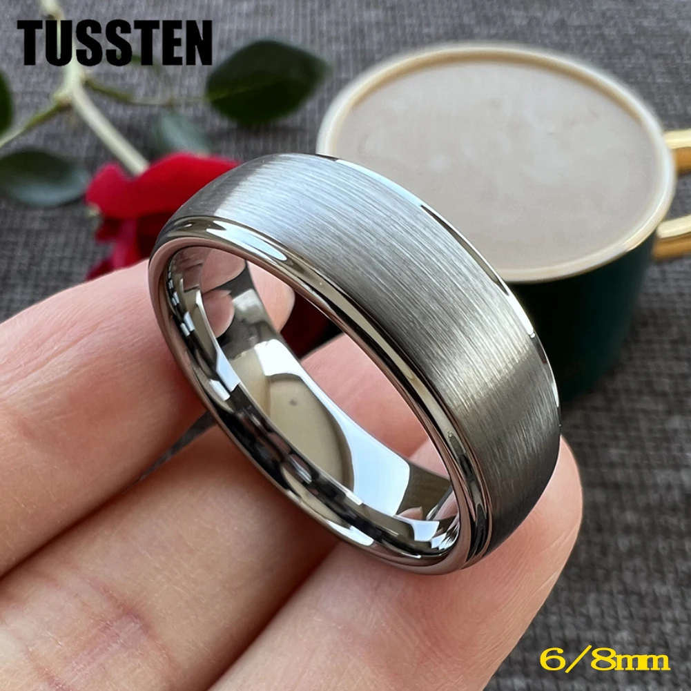 

Дропшиппинг TUSSTEN 6 мм/8 мм куполообразный Свадебный ремешок для мужчин и женщин вольфрамовый цвет с эффектом потертости комфортная посадка