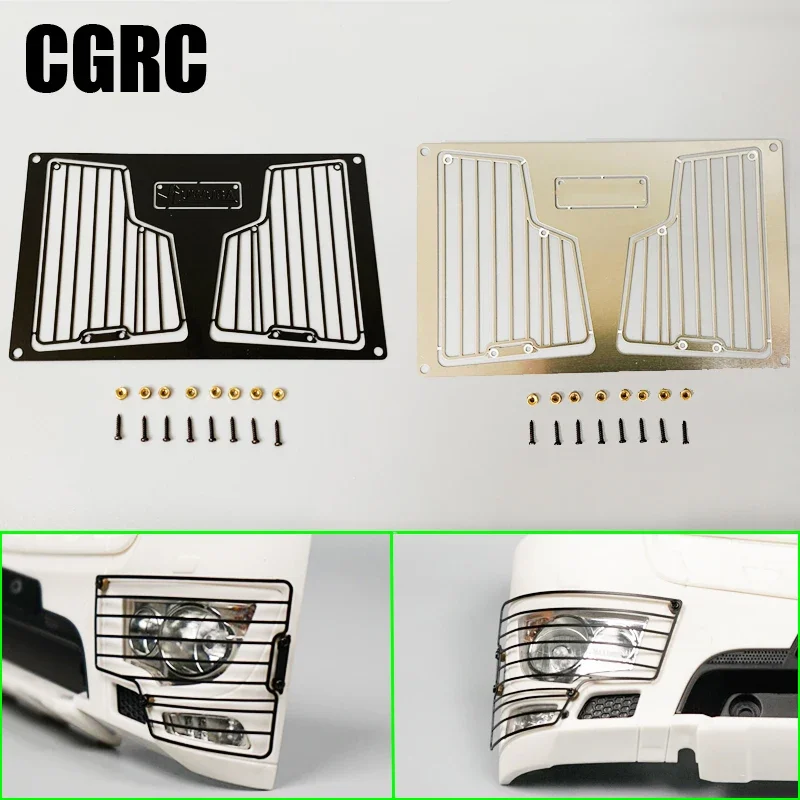 

Metal Front Lights Lampshade Protective Net for 1/14 Tamiya RC Truck Drag Head Car Mercedes-Arocs 3363 3348