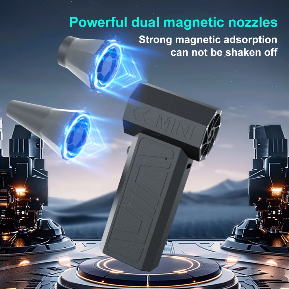 130000RPM Electric Air Blower with 2 Magnetic Nozzles 41m/s Powerful Air Duster Handheld Turbo Jet Fan Car Dryer Brushless Motor 3