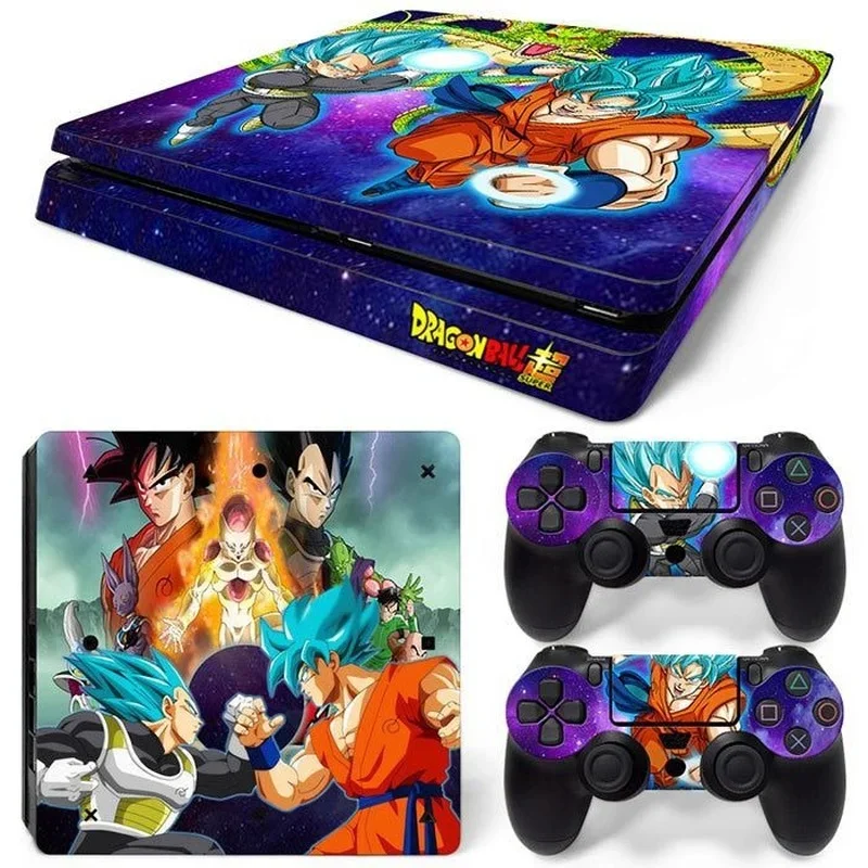Dragon Ball Son Goku Game Console Full Body Stickers for SONY PS4 Slim Fashion Cartoon Decals PlayStation 4 Slim Accessories ps4 game console stickers