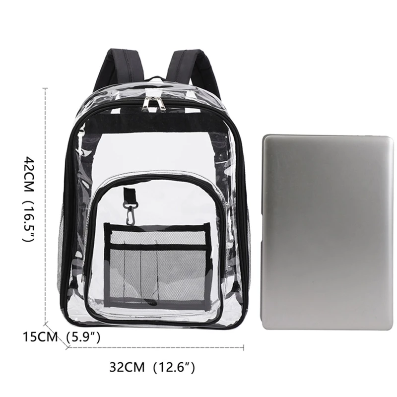 Clear School Backpack Large PVC See Through Bookbag Transparent Casual Daypacks