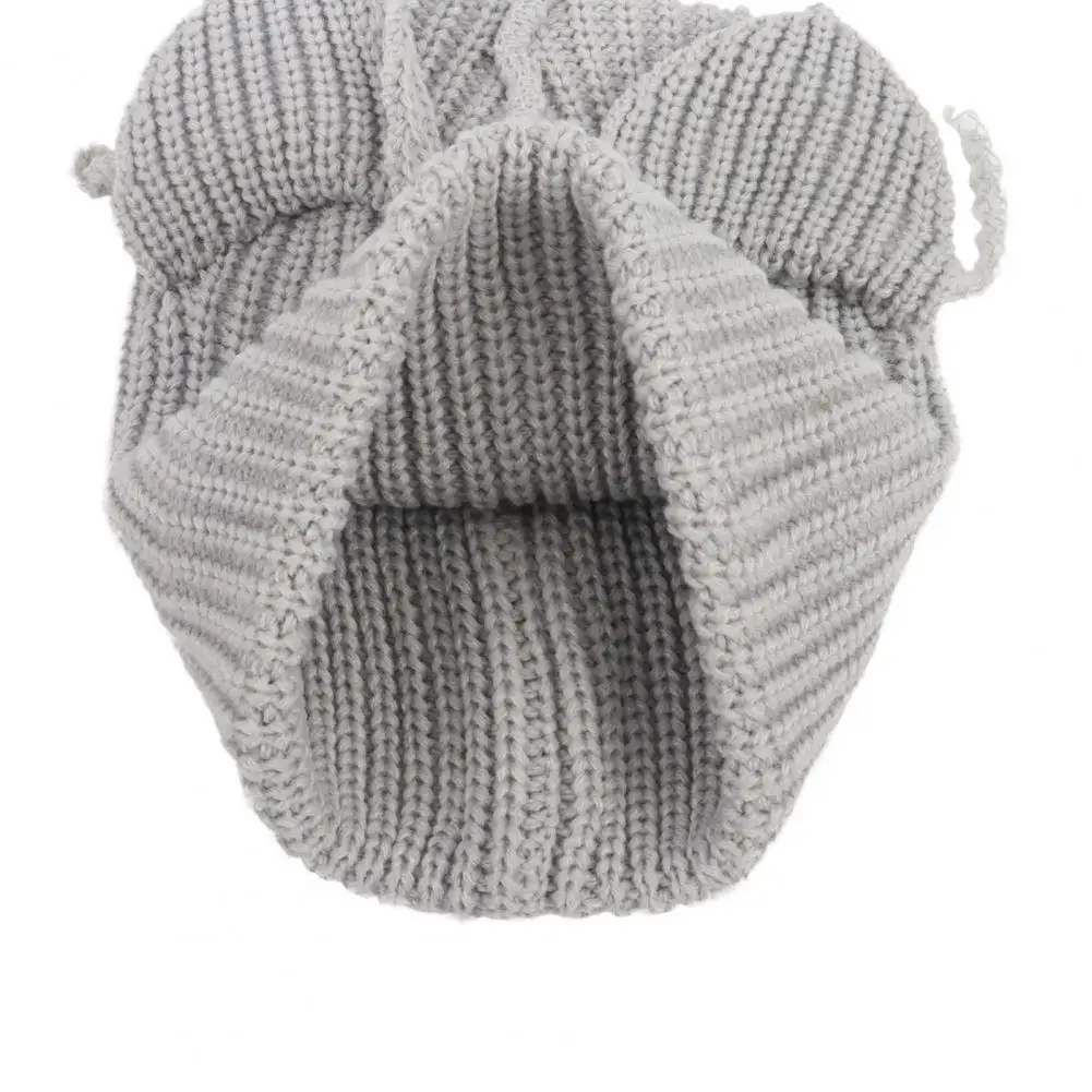 Elastic Winter Hat Demon Ear Winter Hat for Women Thick Knitted Beanie with Anti-slip Elastic Washable Weather Cap for Outdoor