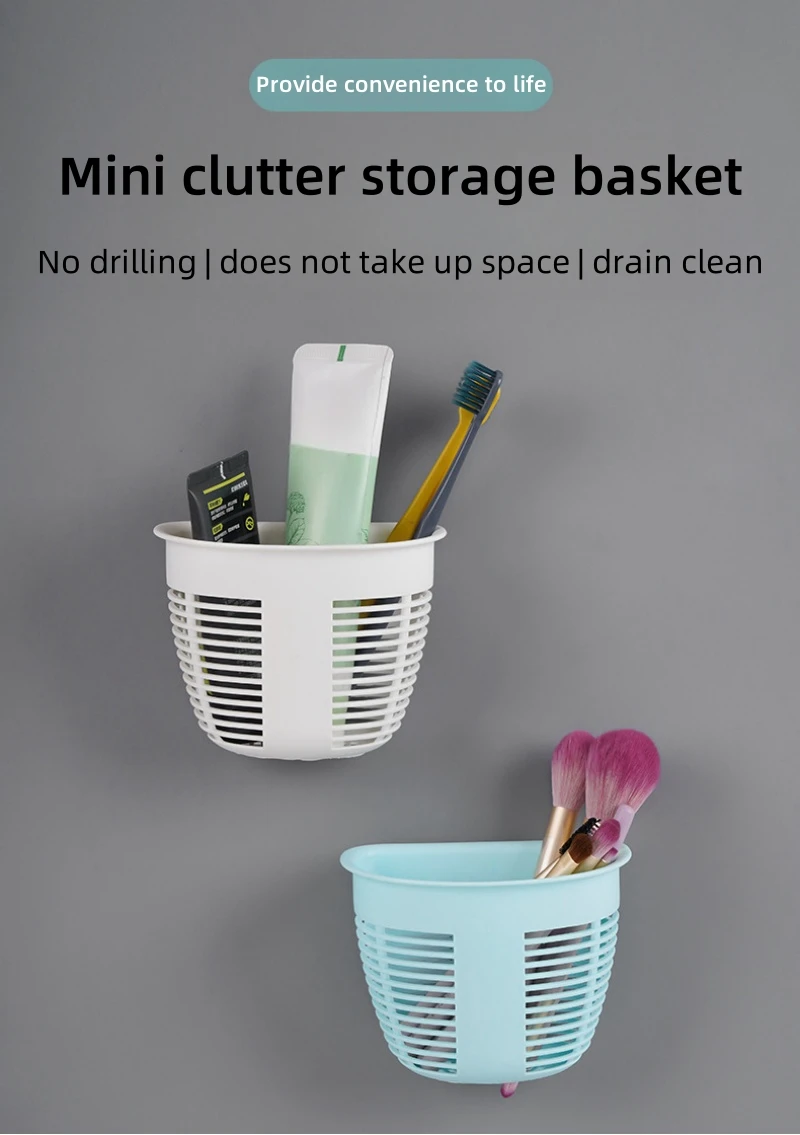 Description Picture 2 of itemWall Hanging Seamless Storage Box Plastic Storage Basket Household Small Hanging Basket Storage Rack Kitchen Storage Basket