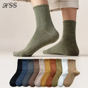 Calcetines altos de algodón 100% para hombre, medias deportivas de calle, a  la moda, transpirables, para estudiantes, talla 39-44, 5 pares - AliExpress