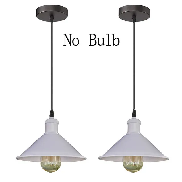 Vintage Pendant Light Loft Retro Chandelier Pendant Lamp E27 Base Industrial Hanging light Edison Home Lighting for Living Room White 2Pieces NoBulb