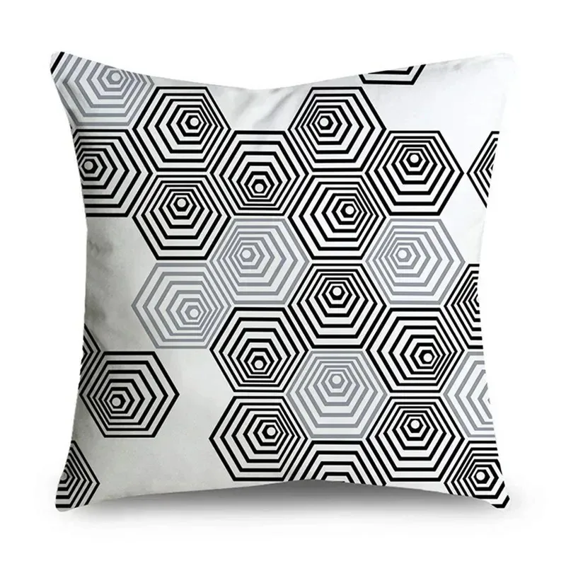 Grey Stripe Geometric Cushion Cover – Modern Sofa & Bedroom Pillow Cover 5
