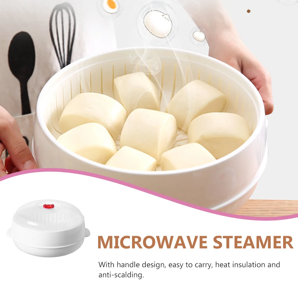 Dinnerware Microwave Steamer Potato Ricer Fish Cooker White Plastic Food Steaming Plate