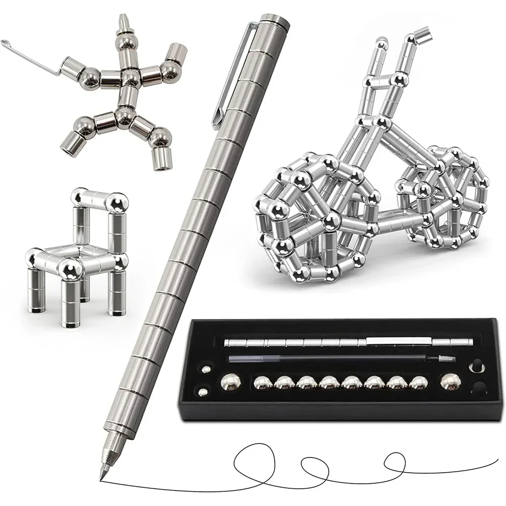 Multifunction Pen Magnetic Fidget Pen Metal Decompression Multifunctional Deformable Writing Stress Reliever Finger Spinning Gifts