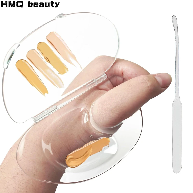 2pcs Makeup Mixing Palette Kit Acrylic Makup Mixing Tray Spatula Foldable Liquid Foundation Color Tray Cosmetic Tool
