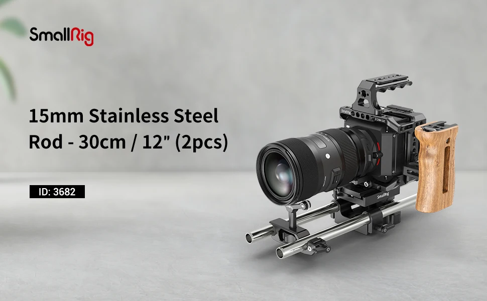 2PCS 15mm Aluminum Alloy Rods 12inch Long for Sony DSLR Camera 15mm Rail Rod Bla