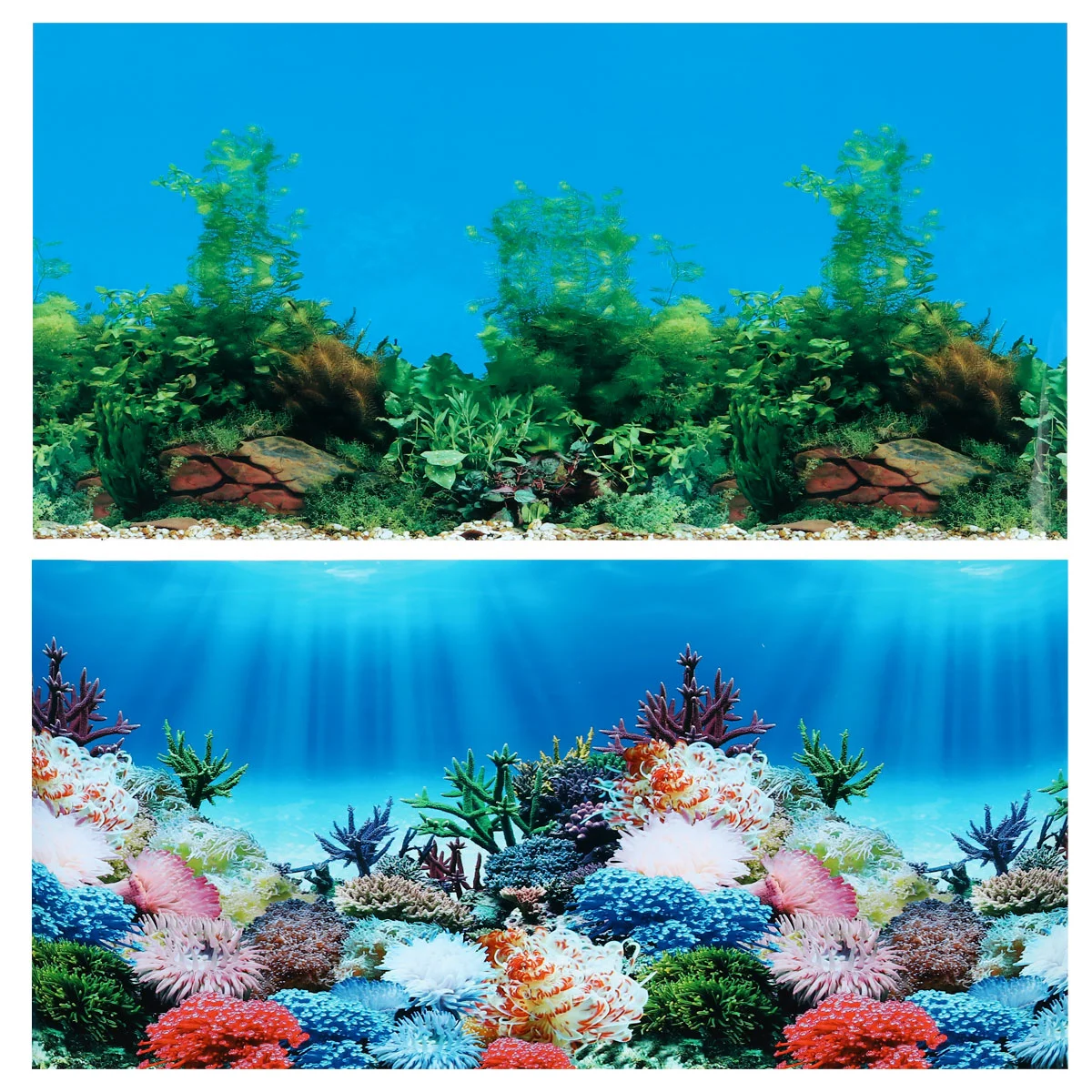 Aquarium Background Sticker Double Side Seascape Wallpaper Tank Backdrop Water Underwater Decoration Static Cling Vinyl fish tank decorations,aquarium ornaments,fish tank backdrop,aquarium sticker