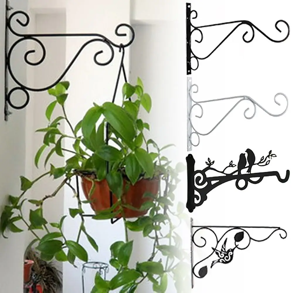 Schwarze hängende Blumenkorb-Halterungen, Vogel, Heimdekoration, Gartenpflanzen-Aufhänger, Haken für drinnen und draußen, Garten, Hinterhof