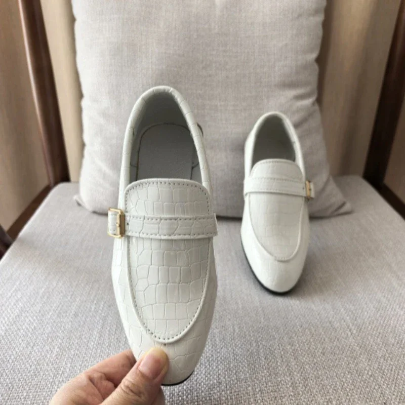 Black Leather Kids Shoes for Party Wedding