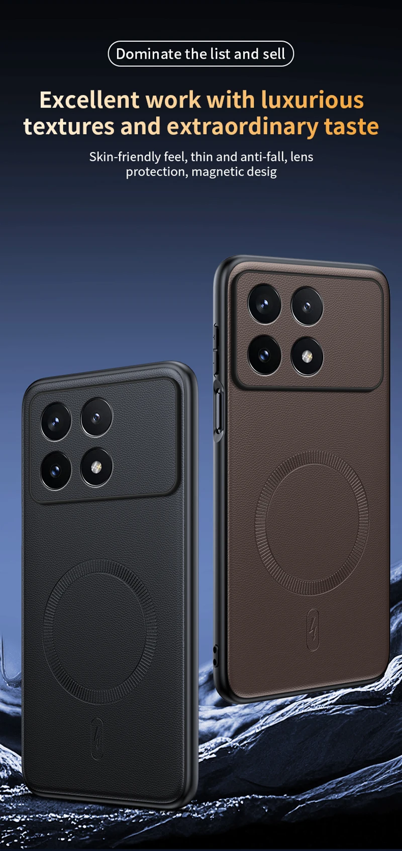 Für Poco X6 Pro Fall Magnetische Leder Schild Abdeckung Für Poco X6 Pro Hohe Qualität Anti-Fingerprint Nicht-Slip PC + TPU – Detail 5