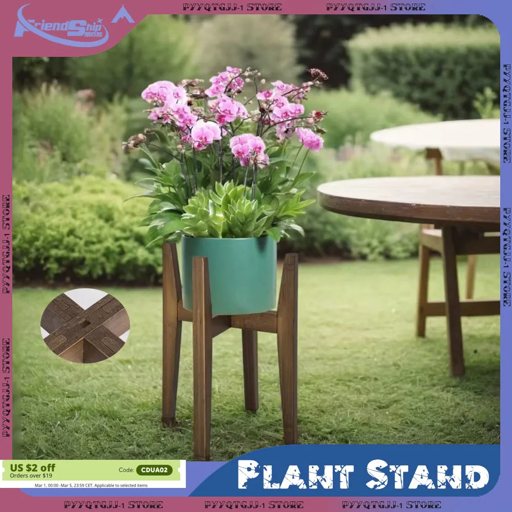 Flower Pot Stand Adjustable Solid Wood Item Plant Rack for Home Decor Easy Assembly Outdoor Garden Patio Furniture Plant Stand
