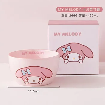 4.5/6-Inch Anime Sanrio Hello Kitty My Melody Cinnamoroll Ceramic Bowl Kawaii Cartoon Cute Home Rice Bowl Tableware Kids Gift 5