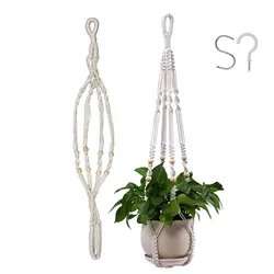 Boho Handmade Macrame Hanging Planter Basket for Indoor & Outdoor Decor (WHITE)