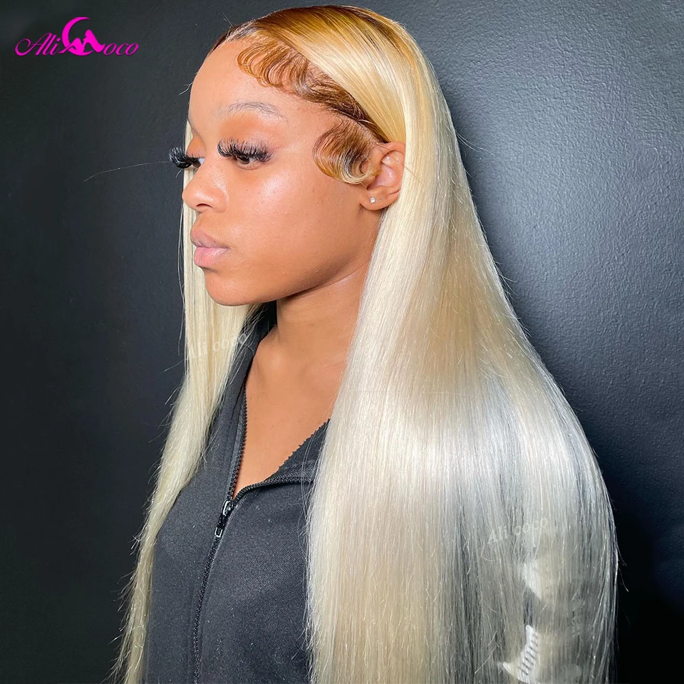 

Brown Root 613 Blonde Lace Front Wig Brazilian Virgin Straight Lace Frontal Wigs For Women 13x6 Ombre Blonde Lace Front Wig