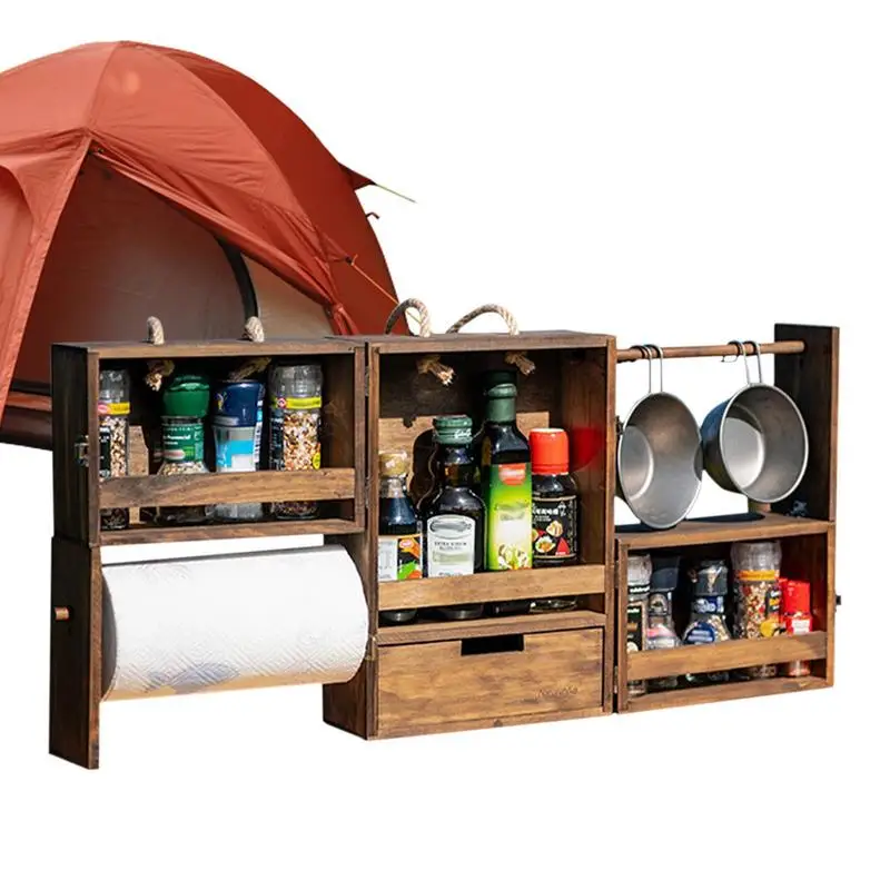 

BBQ Caddy Large Capacity BBQ Utensil & Flavoring Caddy Foldable Picnic Camping Caddy For Condiments Flatware Paper Towels