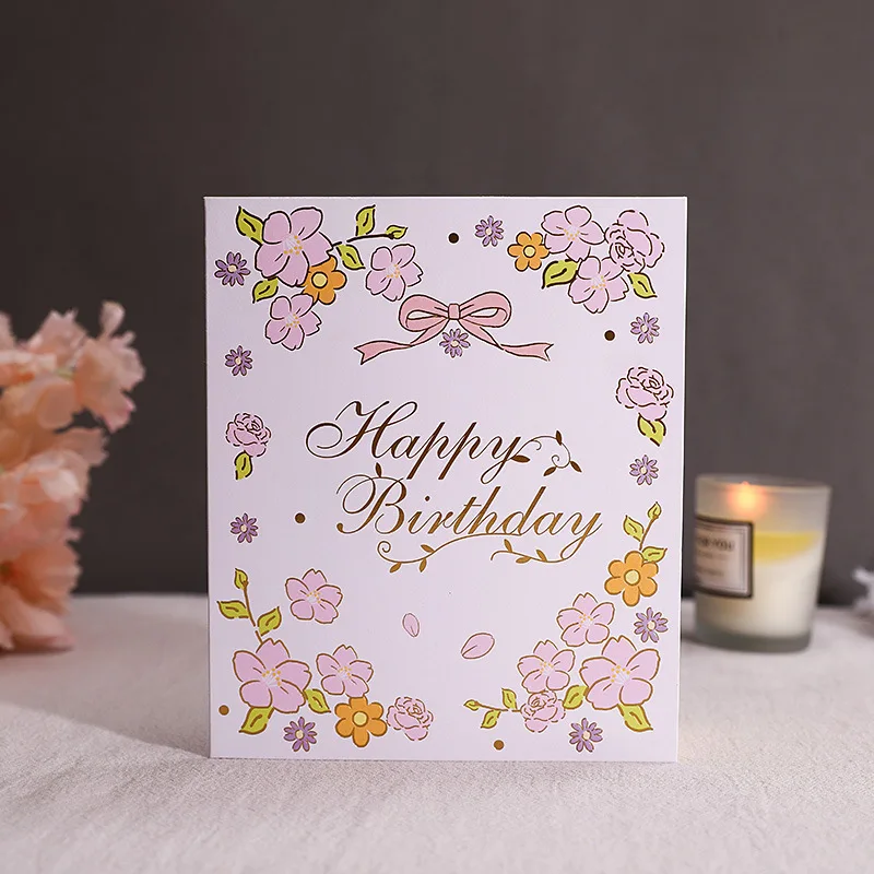 3D Pop Up Crystal Cake Thank You Greeting Cards Birthday Card Postcards Holiday Wishes Friend Valentines Gifts