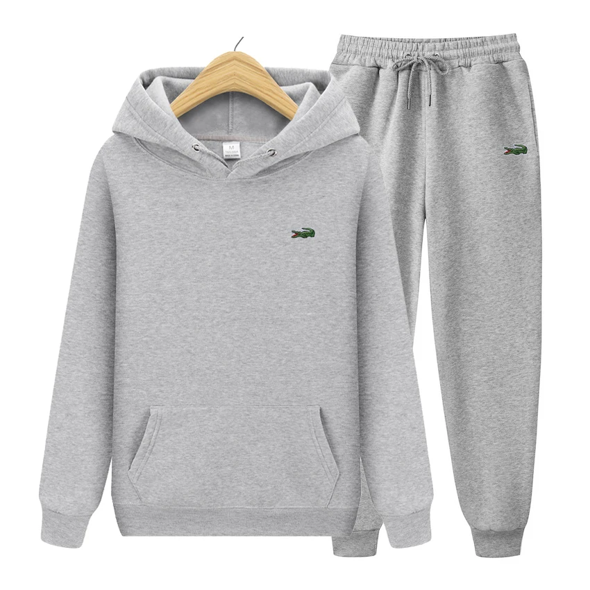 

Men's fashion brand embroidery sports youth leisure suit men's and women's autumn and winter solid color pullover hooded sweater
