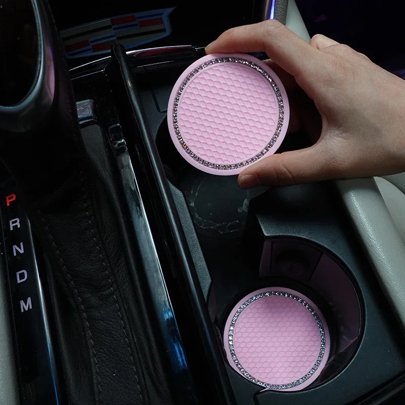 Car Coaster Anti-slip Pad Silicone Water Cup Holder Round Heat Insulation Mat Gadgets 2PCS Car Interior Accessories