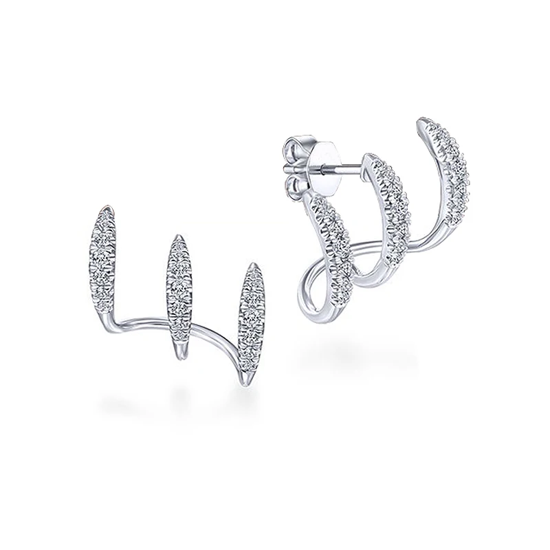 Huitan Silver Color Claws Stud Earrings with Crystal AAA CZ Stone Modern Design Fashion Versatile Accessories Women 2022 Jewelry