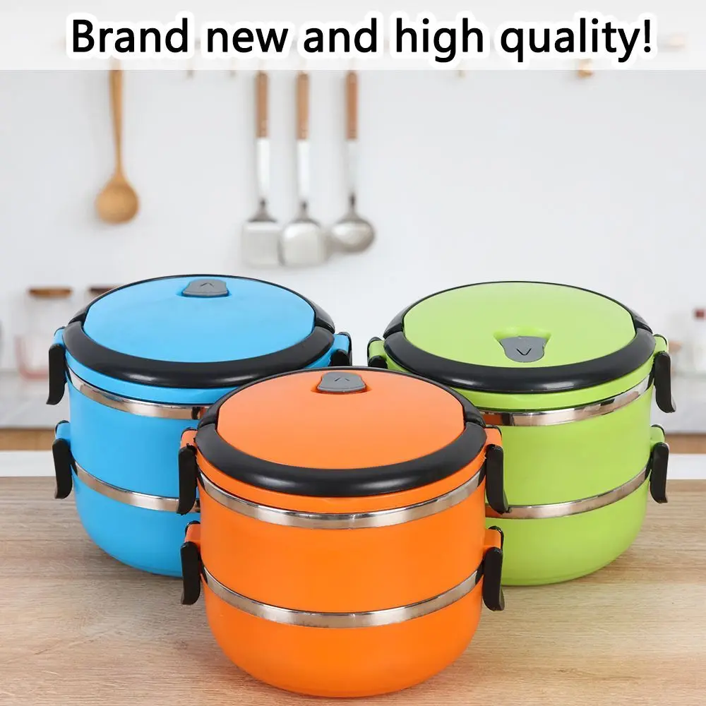 2L Adult Warmer Food Container 3-Layer Lunch Box Hot Food Flask Thermos  Vacuum