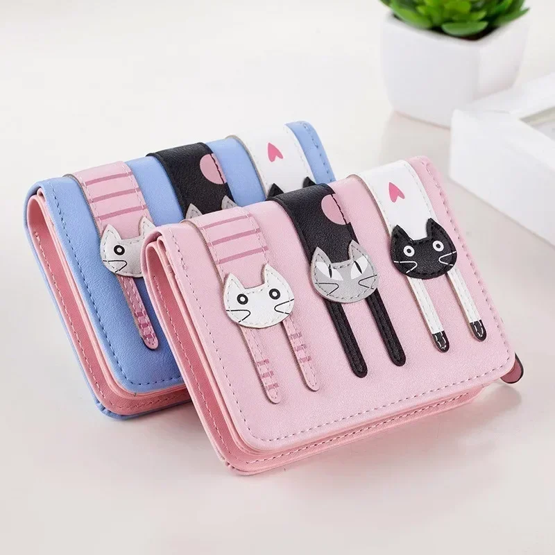 Women Cute Cat Wallet Small Zipper Girl Wallet Brand Designed Pu Leather Women Coin Purse Female Card Holder Wallet Billetera 4